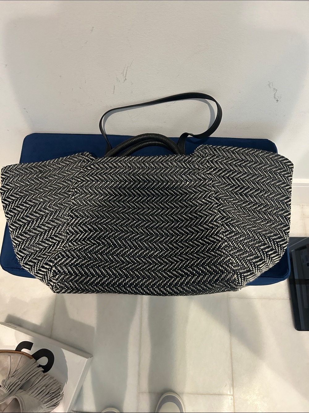 Cuyana Black and White Herringbone Tote - Picture 2 of 5
